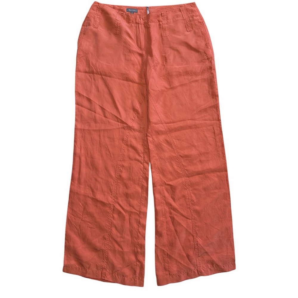 Wide-Leg Pull-On Pants in Coral Orange